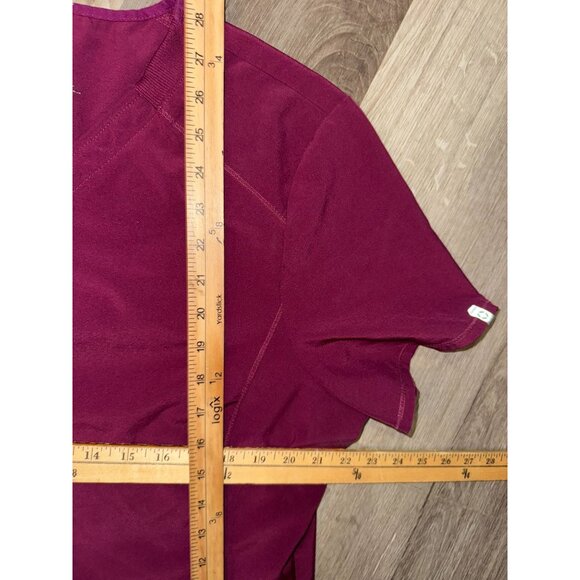 Womens Burgundy V-Neck Scrub Top - Picture 5 of 5